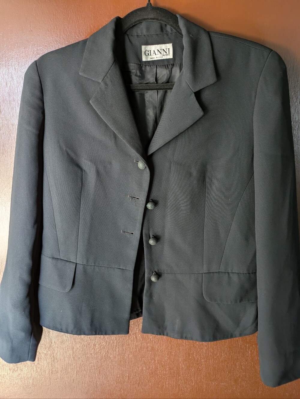 Vintage Gianni Black Tailored Single-Breasted Blazer Size 12